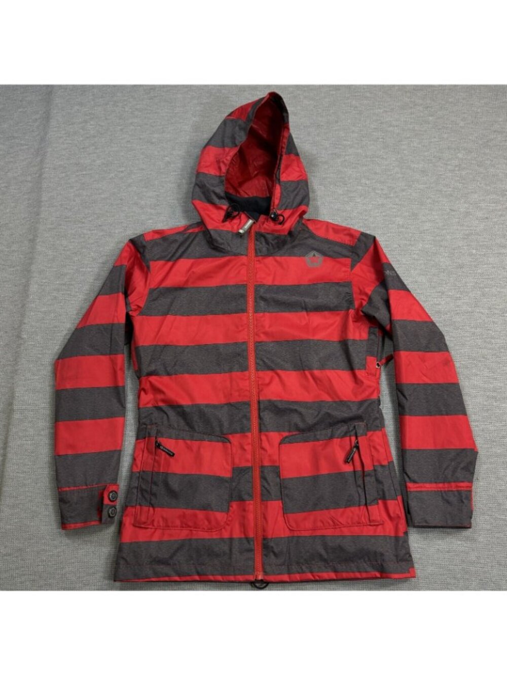 Sessions Terrain Snowboard Coat Womens Size S Recco Jane Heather Red Gray Stripe - Picture 3 of 16
